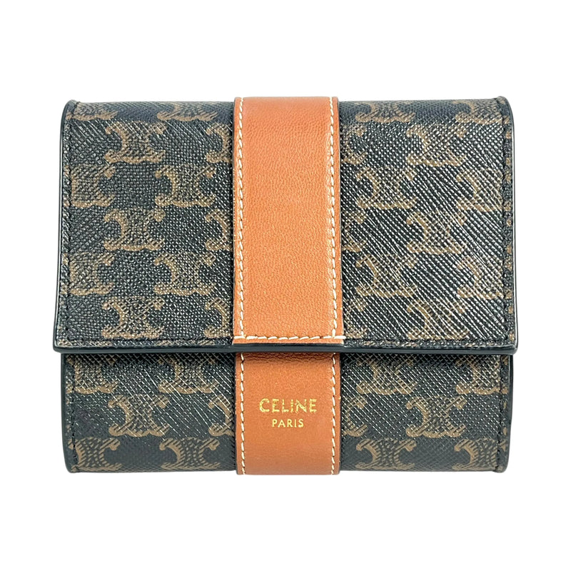 CELINE Triomphe Canvas Compact Wallet - Darkbrown