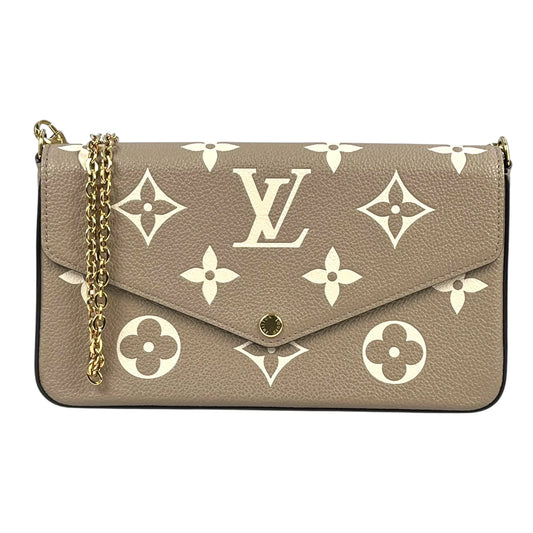 LOUIS VUITTON Pochette Felicie Monogram Empreinte Chain Wallet - Beige