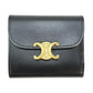 CELINE Triomphe Calfskin Compact Wallet - Black 