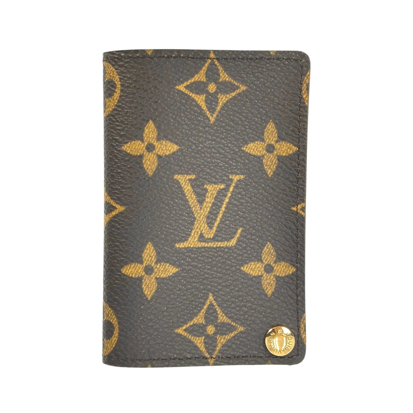 LOUIS VUITTON Porte Carte Credit Pression Monogram Canvas Card Case - Dark Brown 