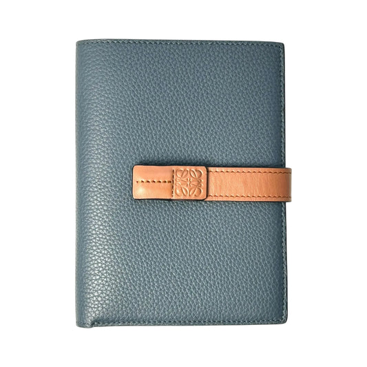 Loewe Vertical Small Wallet Calfskin Compact Wallet - Navy 