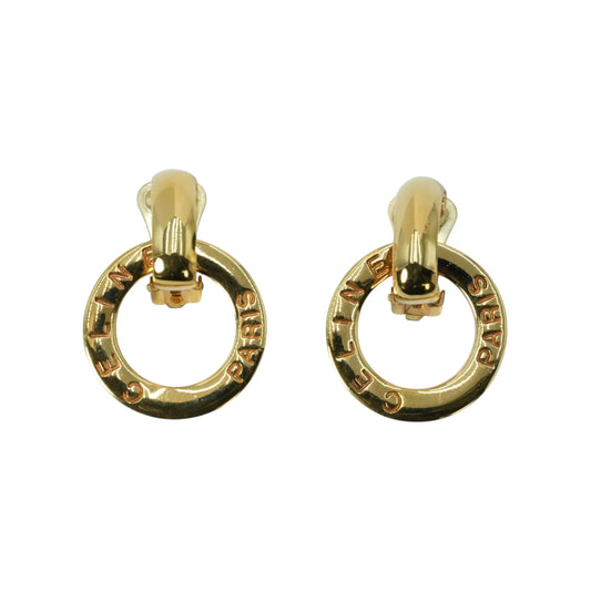 CELINE Circle Logo Earrings - GP 