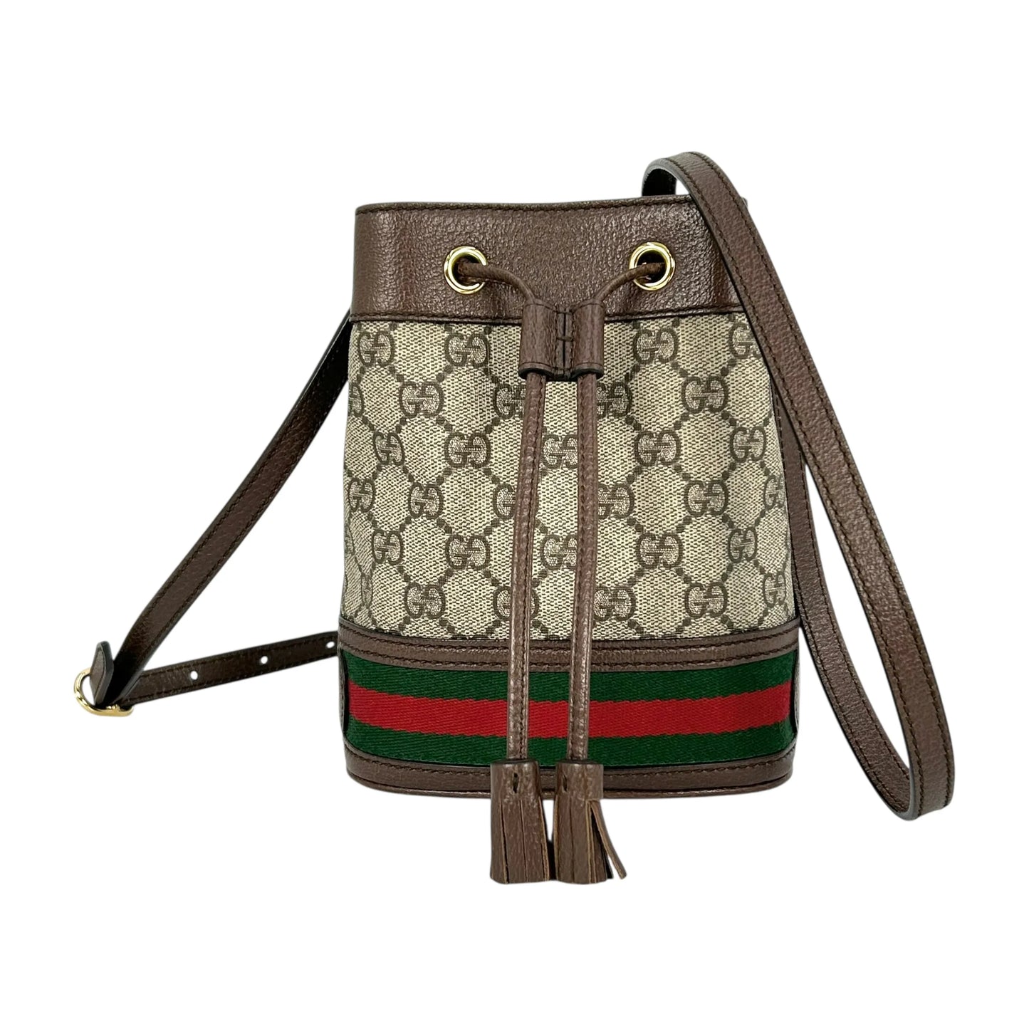 GUCCI Ophidia GG Supreme Canvas Mini Bucket Bag - Brown 