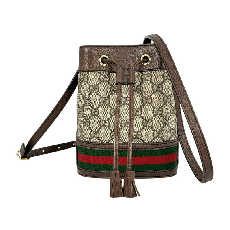 GUCCI Ophidia GG Supreme Canvas Mini Bucket Bag - Brown 