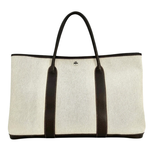 HERMES Garden Party PM Toile H Tote Bag - White (2005) 