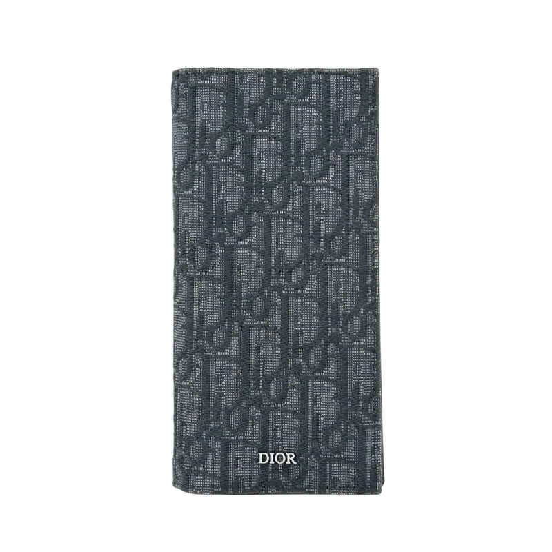 Christian Dior Oblique Jacquard Vertical Long Wallet - Black 