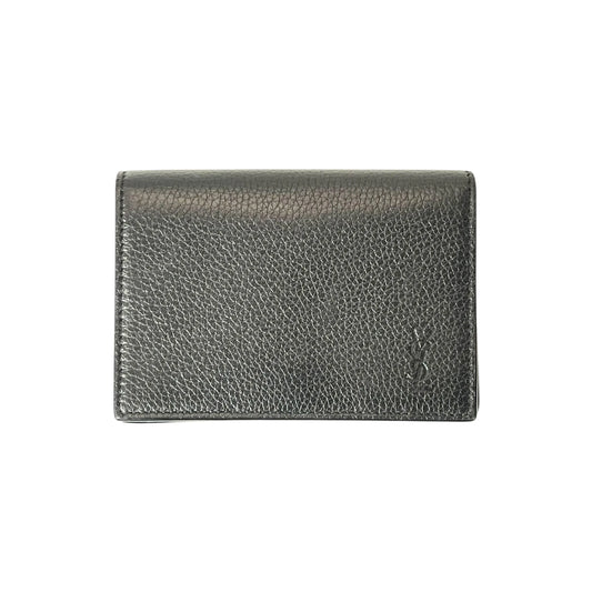 SAINT LAURENT Leather Card Case - Black 