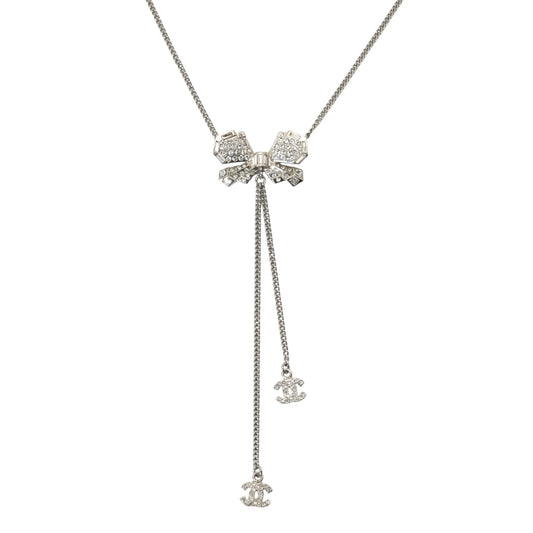 CHANEL Coco Mark Ribbon Motif Necklace - Metal 