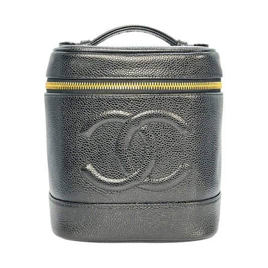 CHANEL Caviar Skin Vanity Bag Handbag - Black 
