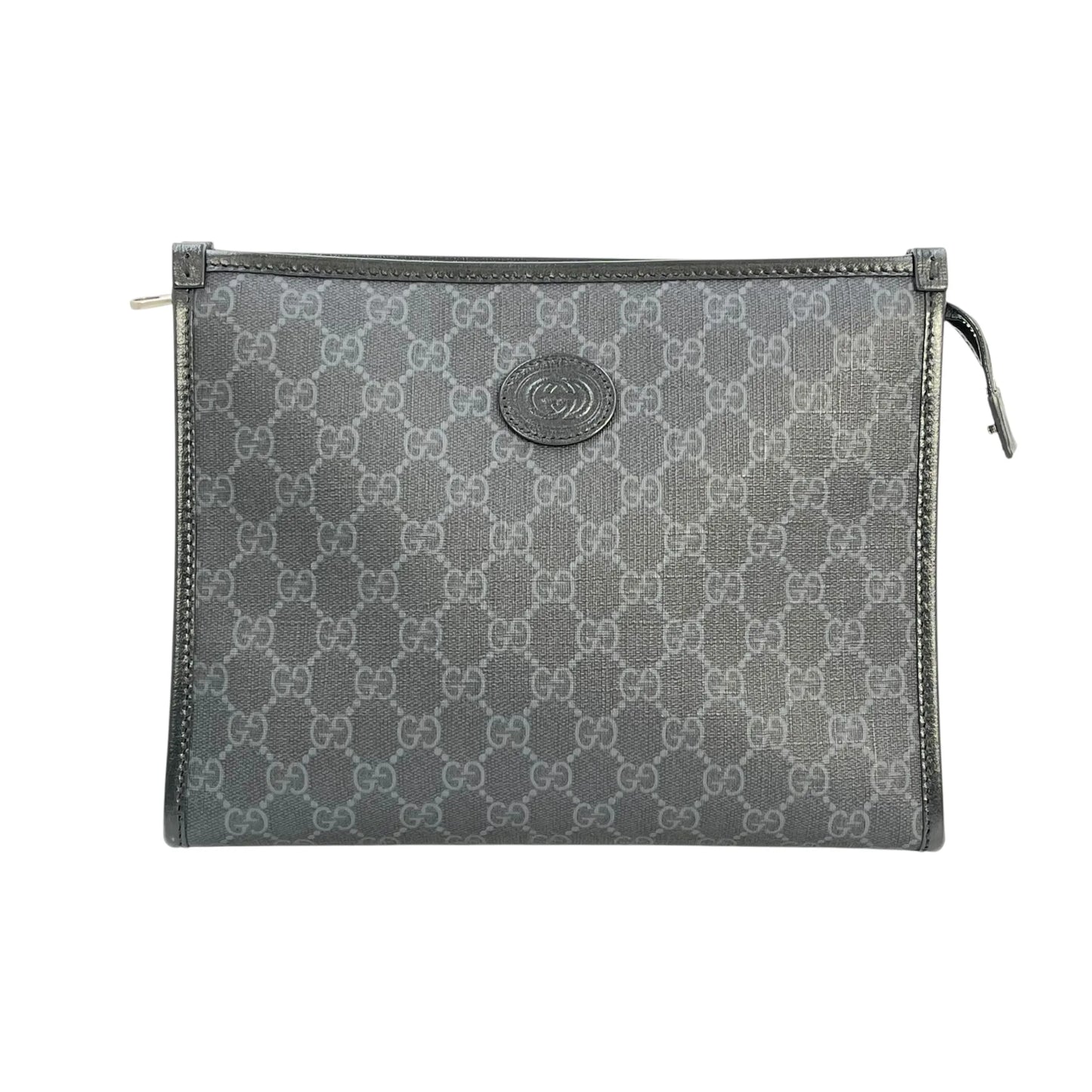 GUCCI GG Supreme Canvas Interlocking G Clutch Bag - Black 
