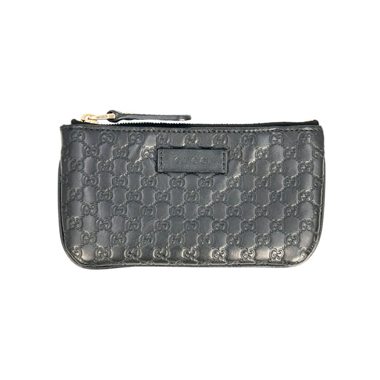 GUCCI Micro Guccissima Leather Key Case/Coin Purse - Black 