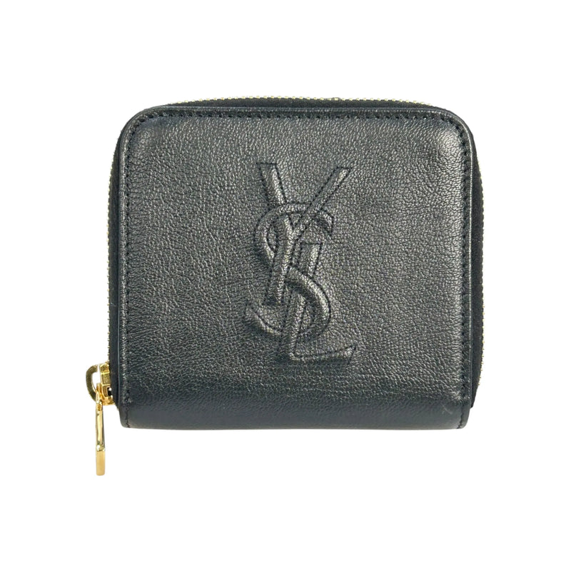 SAINT LAURENT カサンドラ ラウンドジップ レザー コンパクトウォレット - ブラック