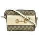 GUCCI ホースビット GGスプリーム キャンバス ショルダーバッグ - ブラウン × ホワイト