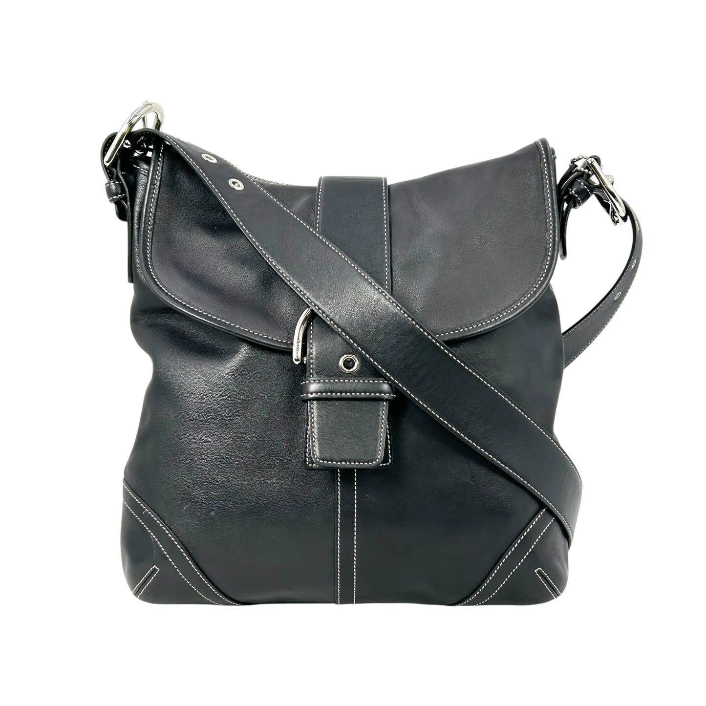 Coach ソーホー クロスボディ メッセンジャー レザー ショルダーバッグ - ブラック