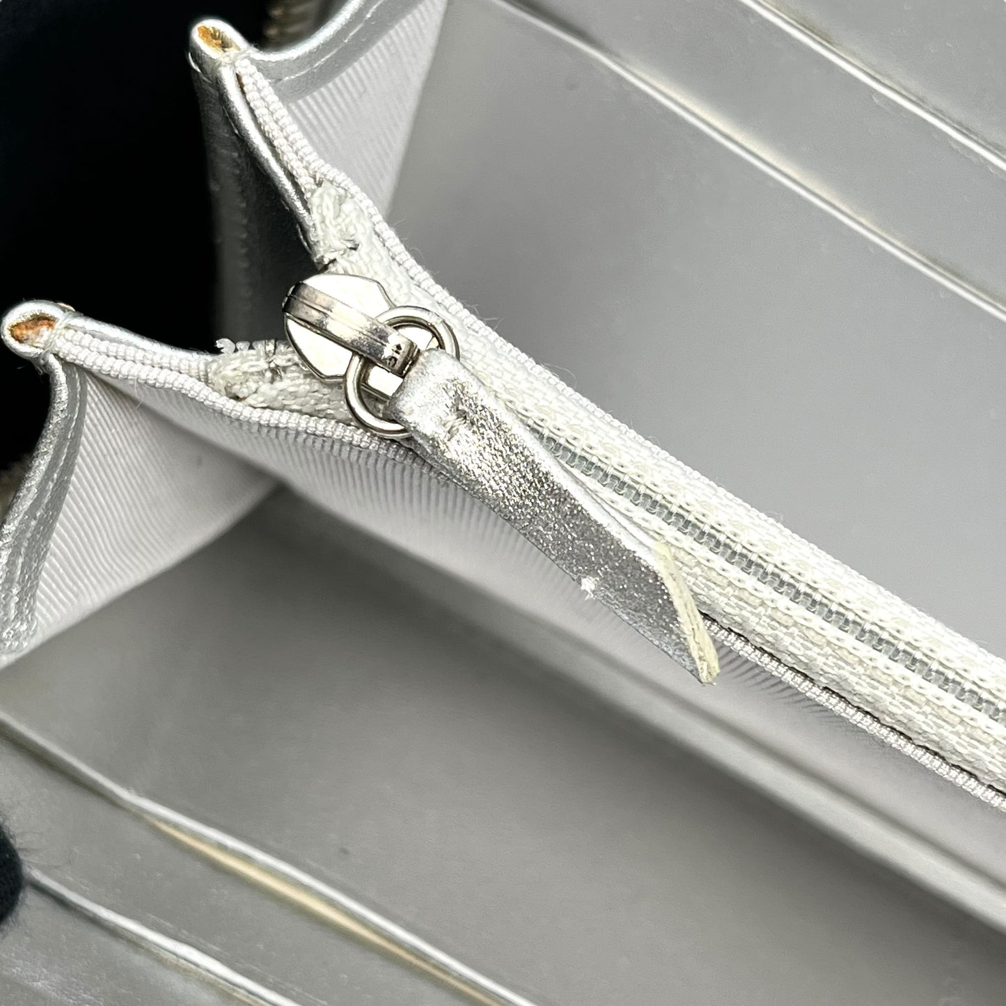 CHANEL Matlass Round Zipper Cocomark Silver