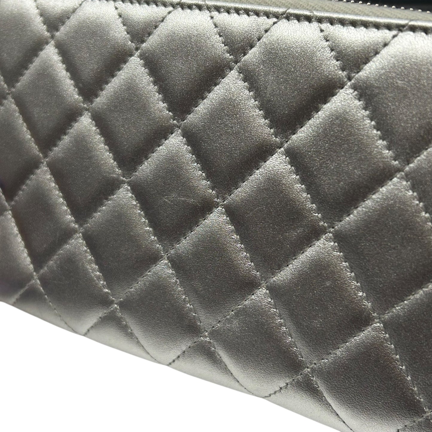 CHANEL Matlass Round Zipper Cocomark Silver