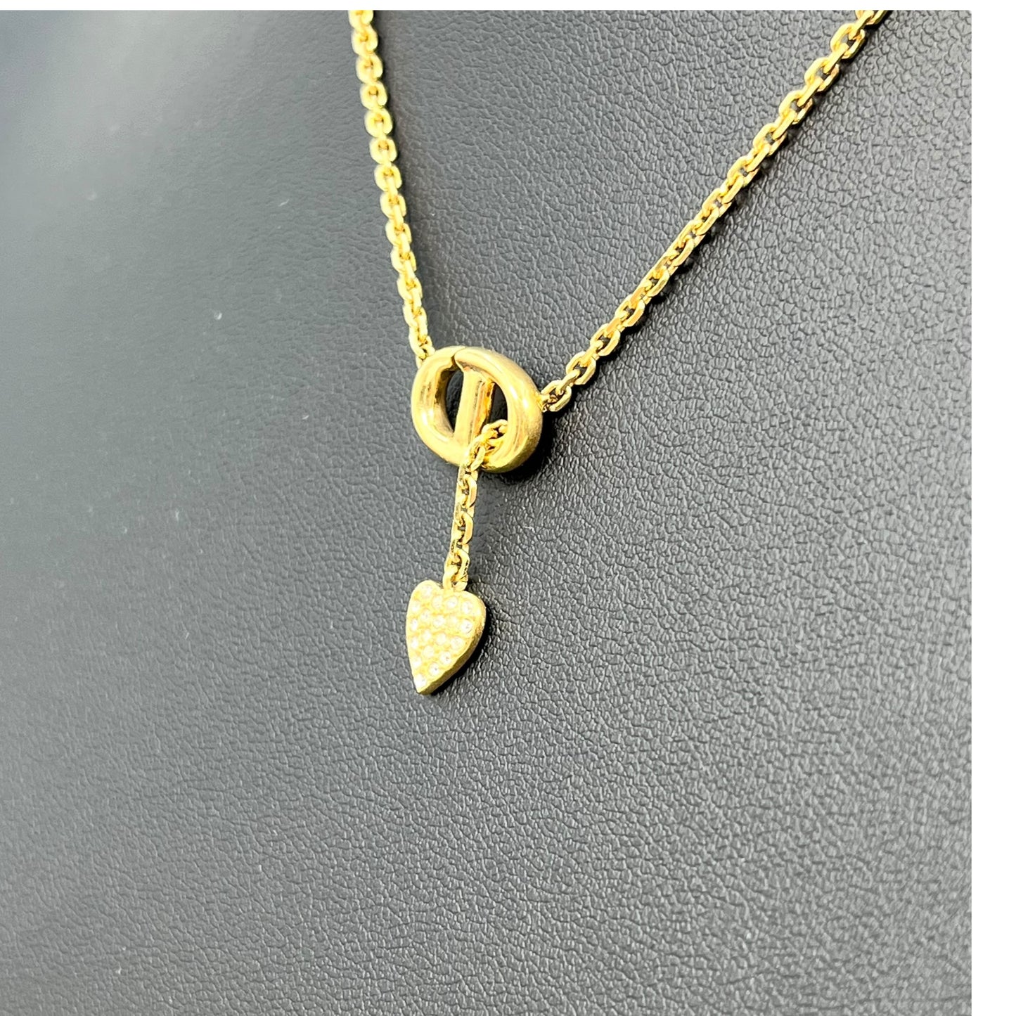 Dior CD Necklace Crystal Heart Charm