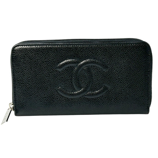 CHANEL Cocomark Caviar skin Zip longwallet
