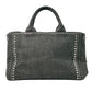 PRADA Canapa Rhinestone Hand Bag - Charcoal Gray