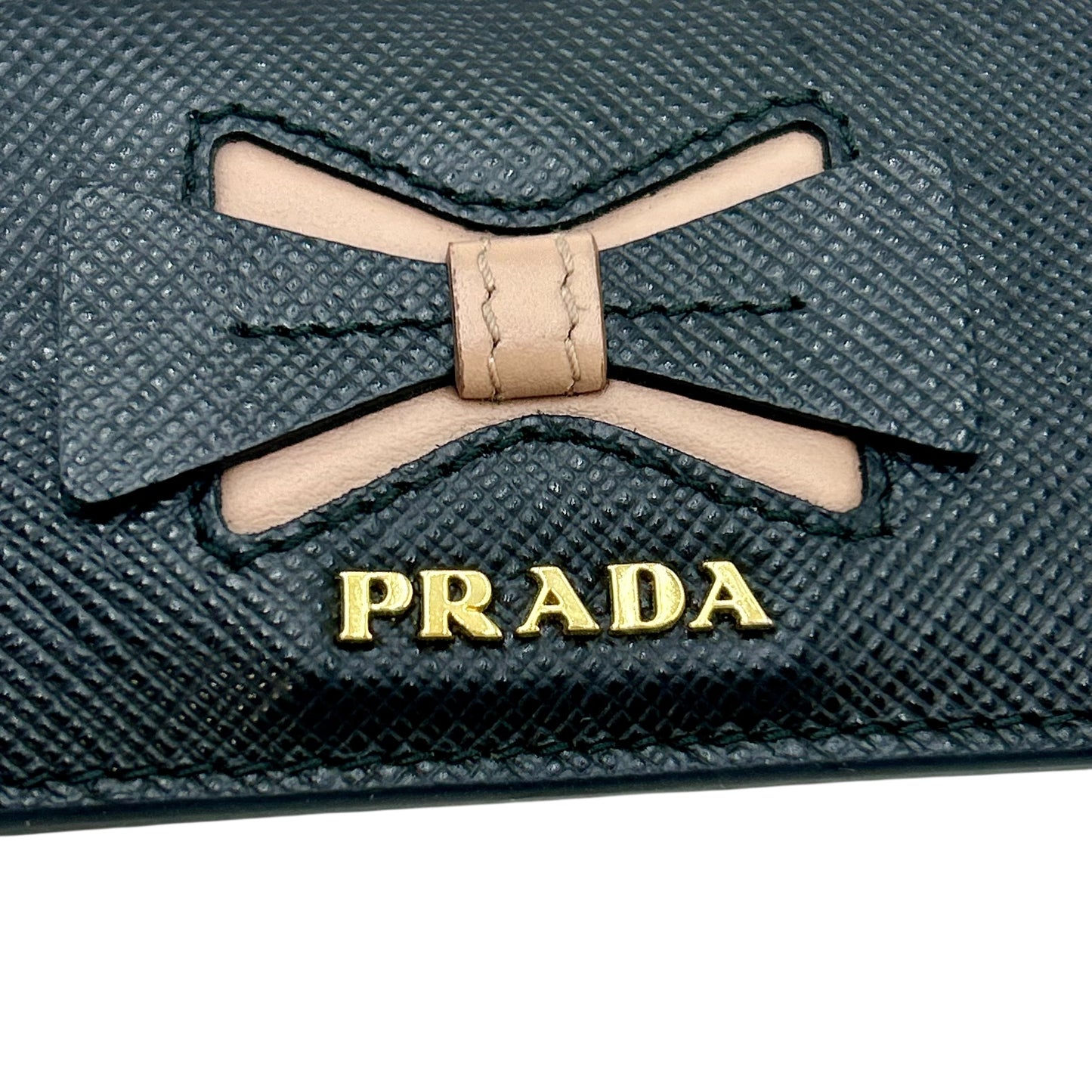 PRADA Saffiano Card Case - Pink × Black