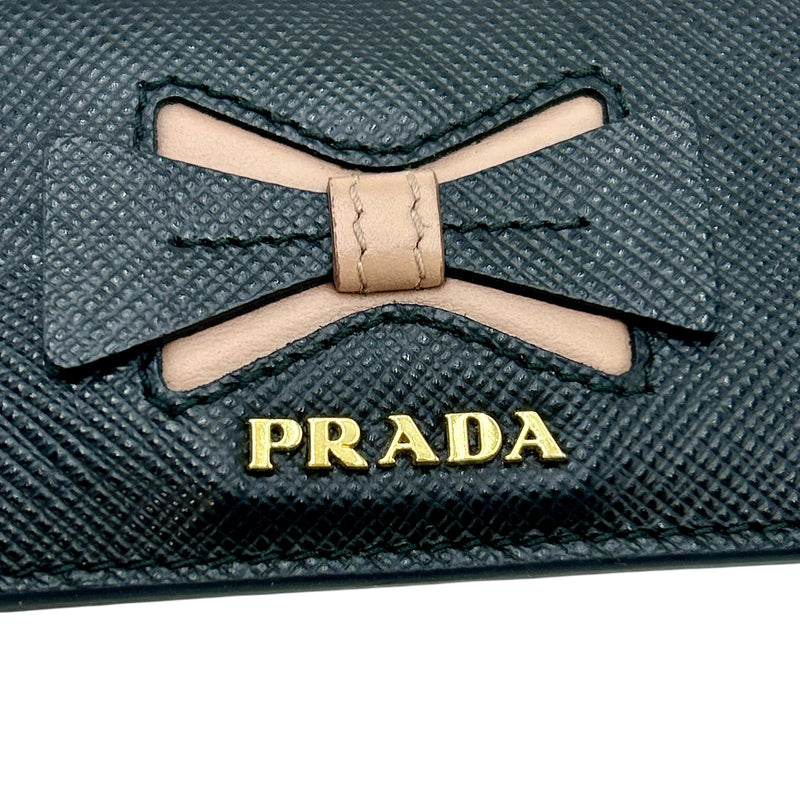 PRADA Saffiano Card Case - Pink × Black