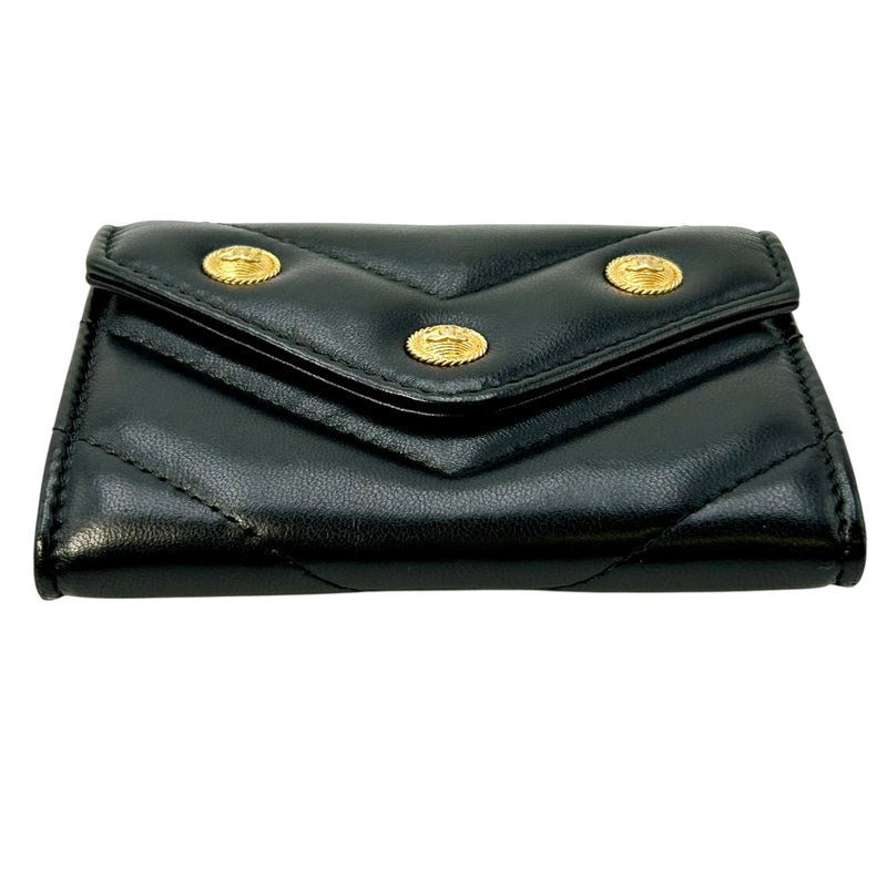 CHANEL V-Stich Lambskin Card Case Compact Wallet - Black