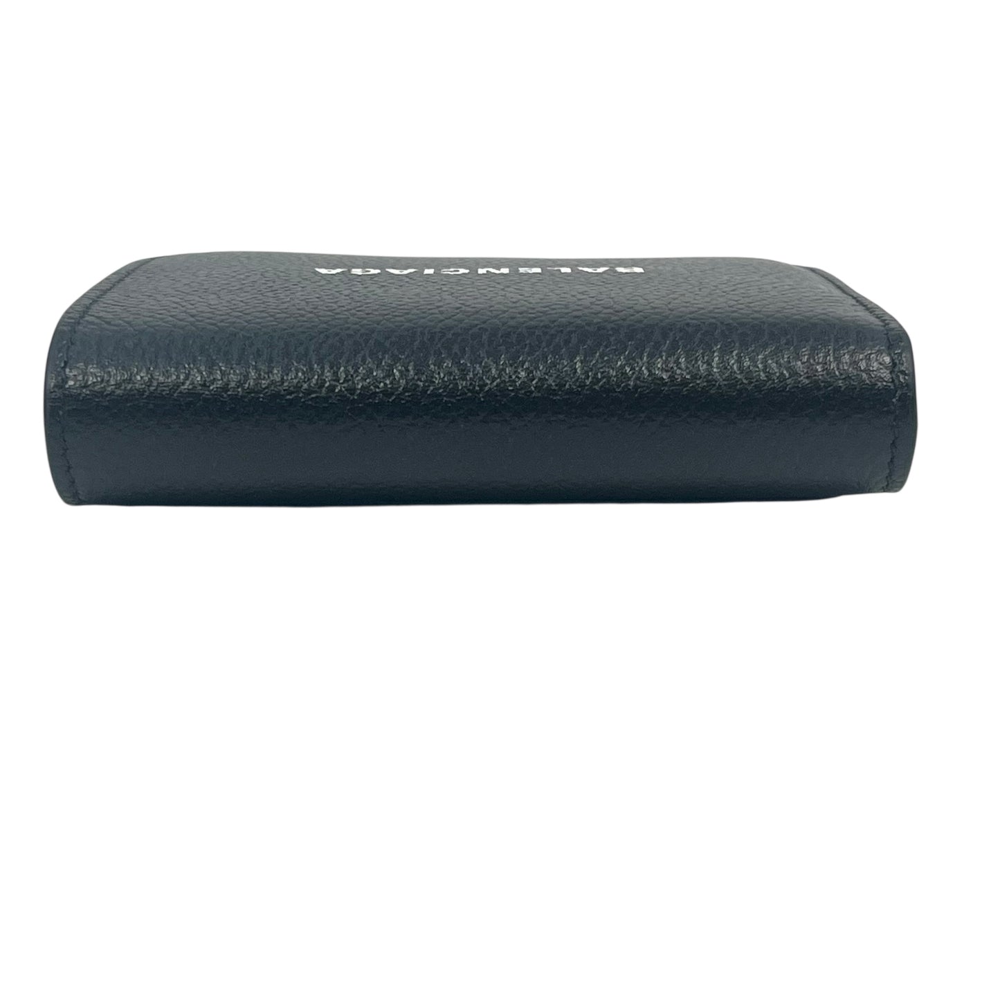 BALENCIAGA Classic Cash Leather Coin Purse Card Case Wallet - Black
