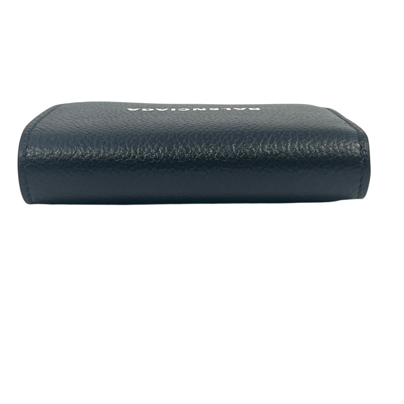 BALENCIAGA Classic Cash Leather Coin Purse Card Case Wallet - Black