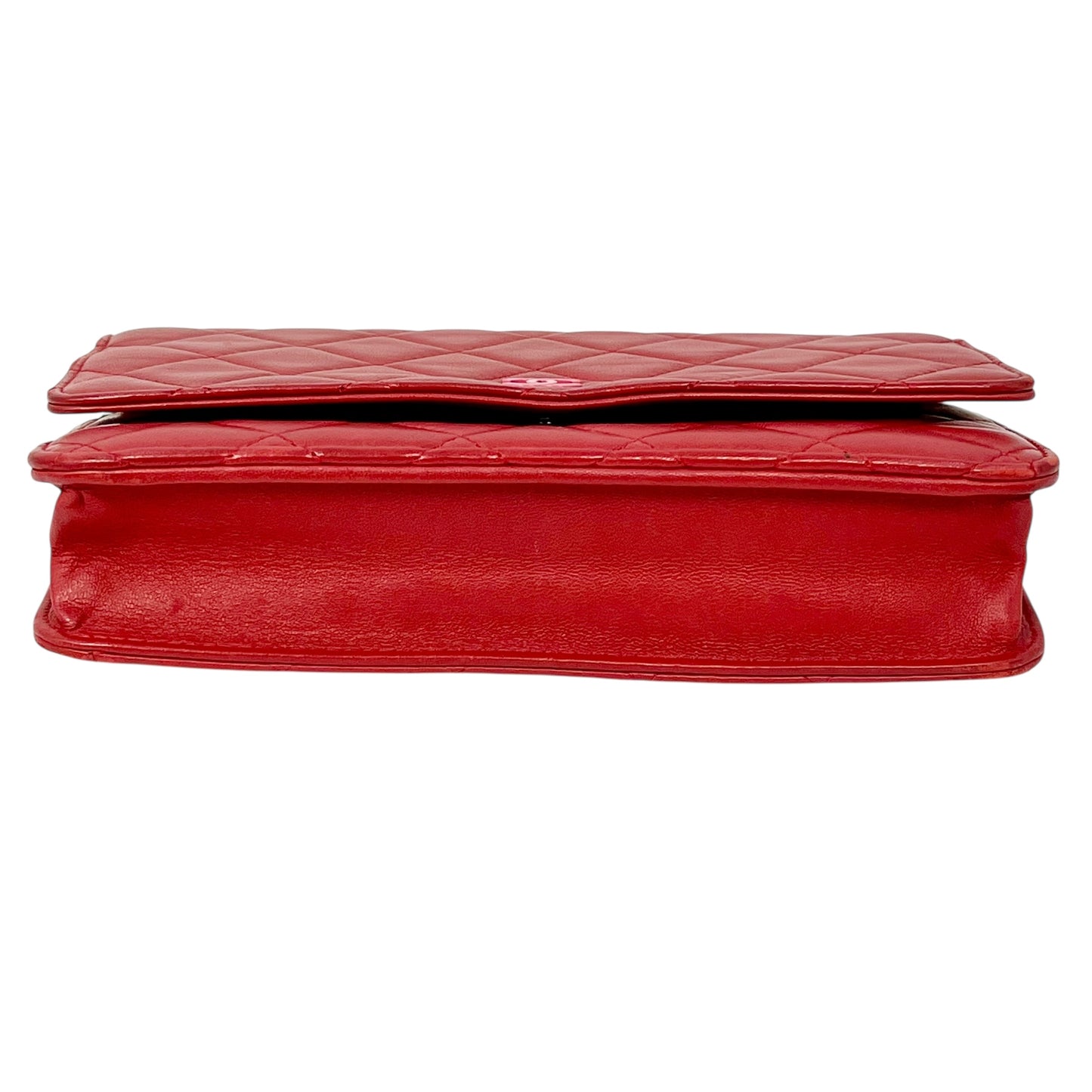 CHANEL Matelasse Chain Wallet Shoulder Bag - Red