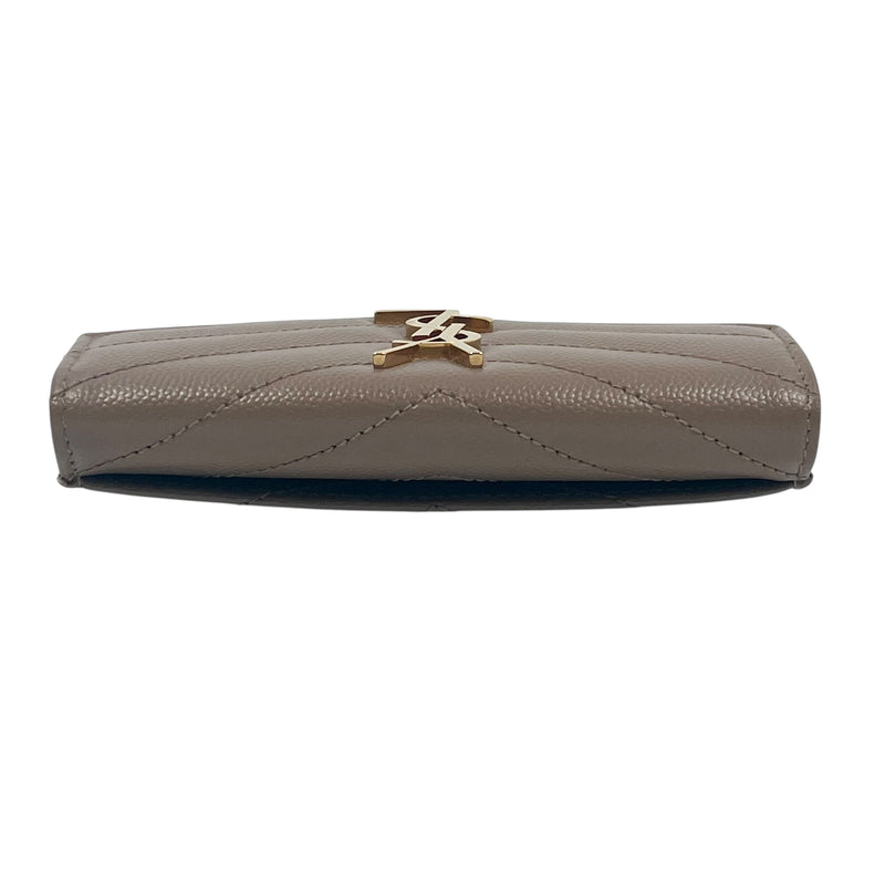 Saint Laurent Cassandra Matelasse Card Case Compact Wallets - Beige