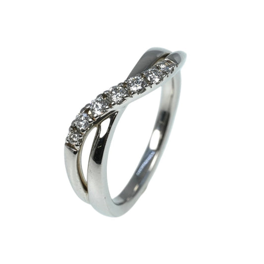 4°C Pt950 Diamond Ring Cross Wave Ring Jewelry