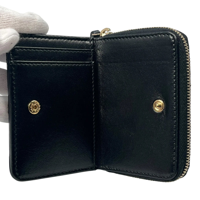 CHANEL Coco Mark Gold Hardware Compact Wallet - Black