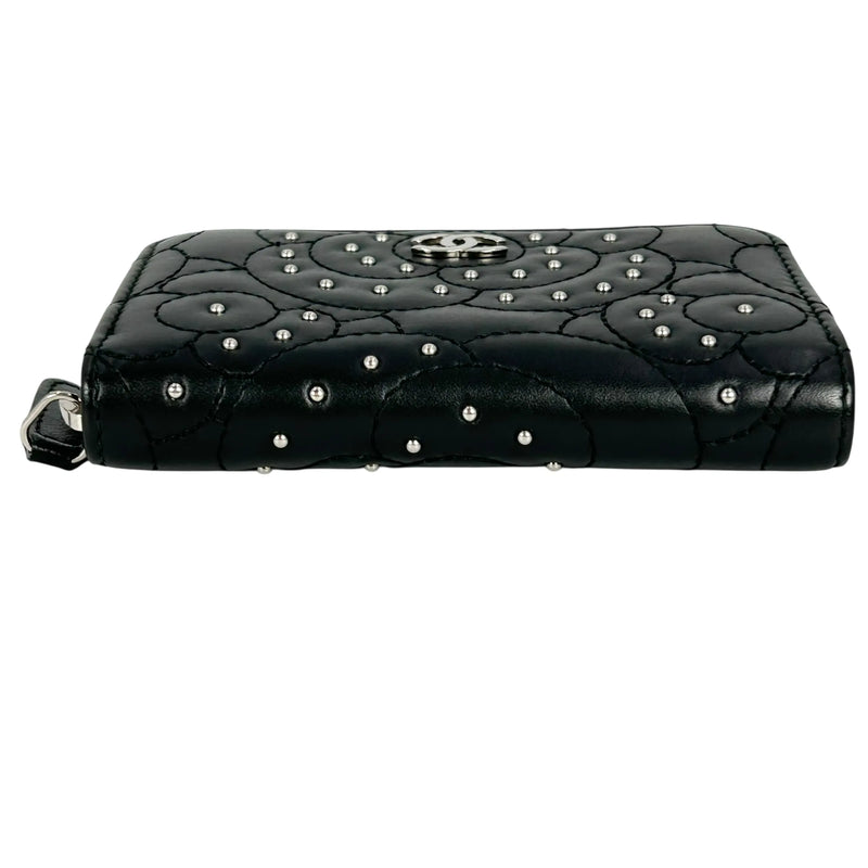 CHANEL Camellia Coin Purse Card Case Wallet - Black