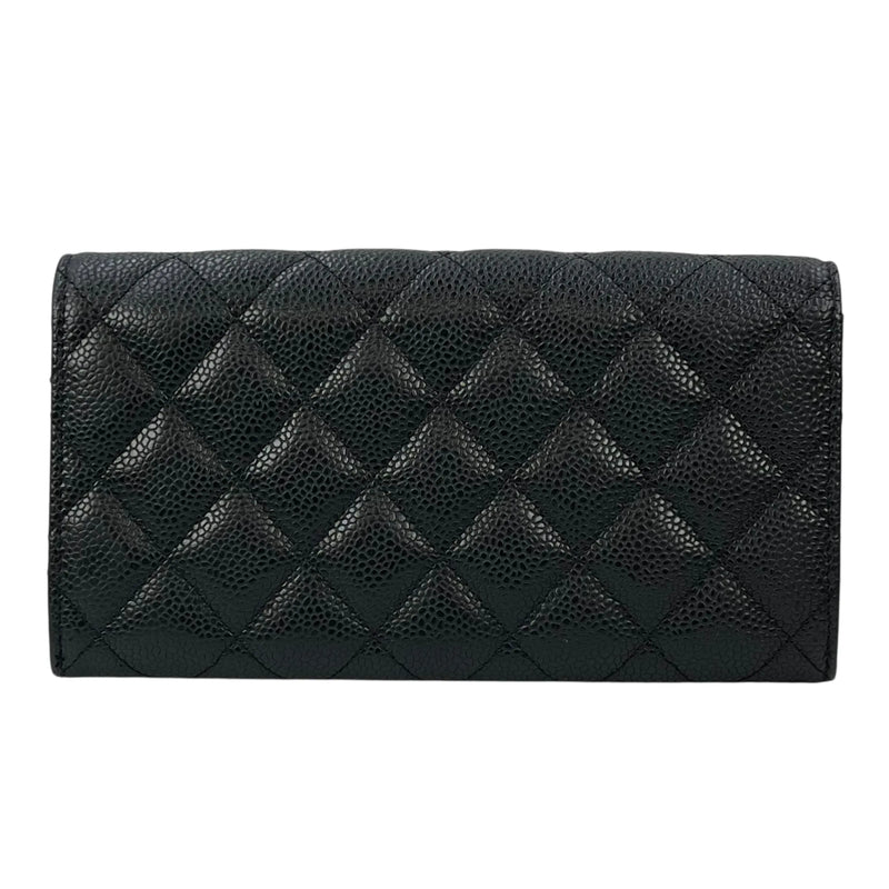 CHANEL Materasse Caviar Skin Classic Flap Long Wallet - Black