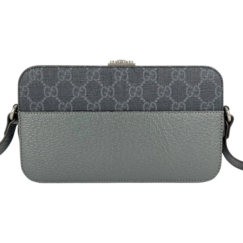 GUCCI GG Supreme Small Faux Leather Cross Body Bag - Gray