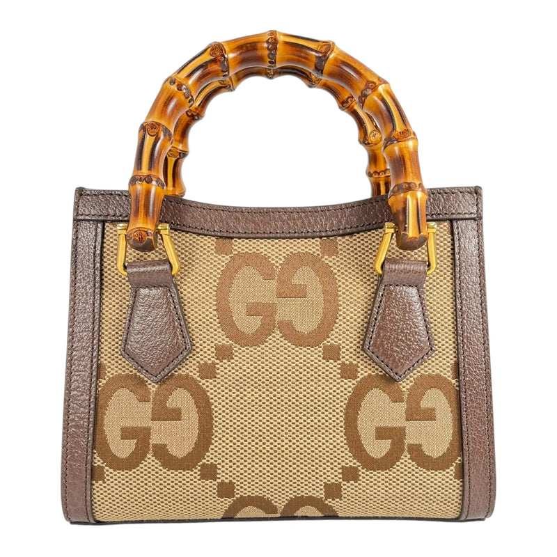 GUCCI Diana GG Bamboo Mini Hand Bag - Brown