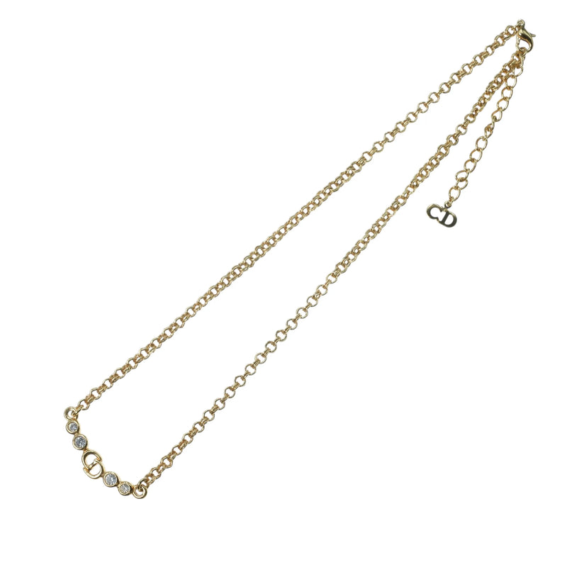 Dior CD Logo Rhinestone Necklace - Gold Plated - 31809