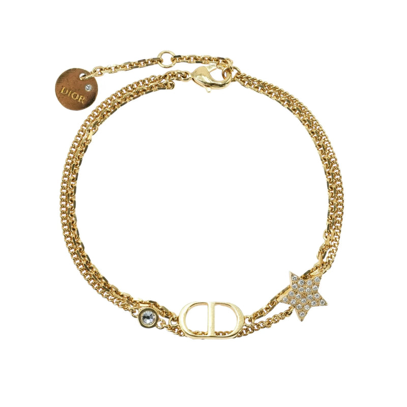 Dior Petit CD Double Bracelet Star Rhinestone - Gold Plated
