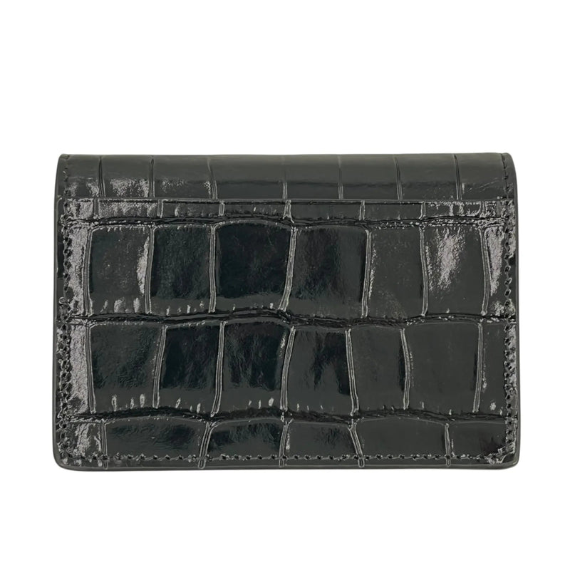 BALENCIAGA Paper Compact Wallet Crocodile - Black