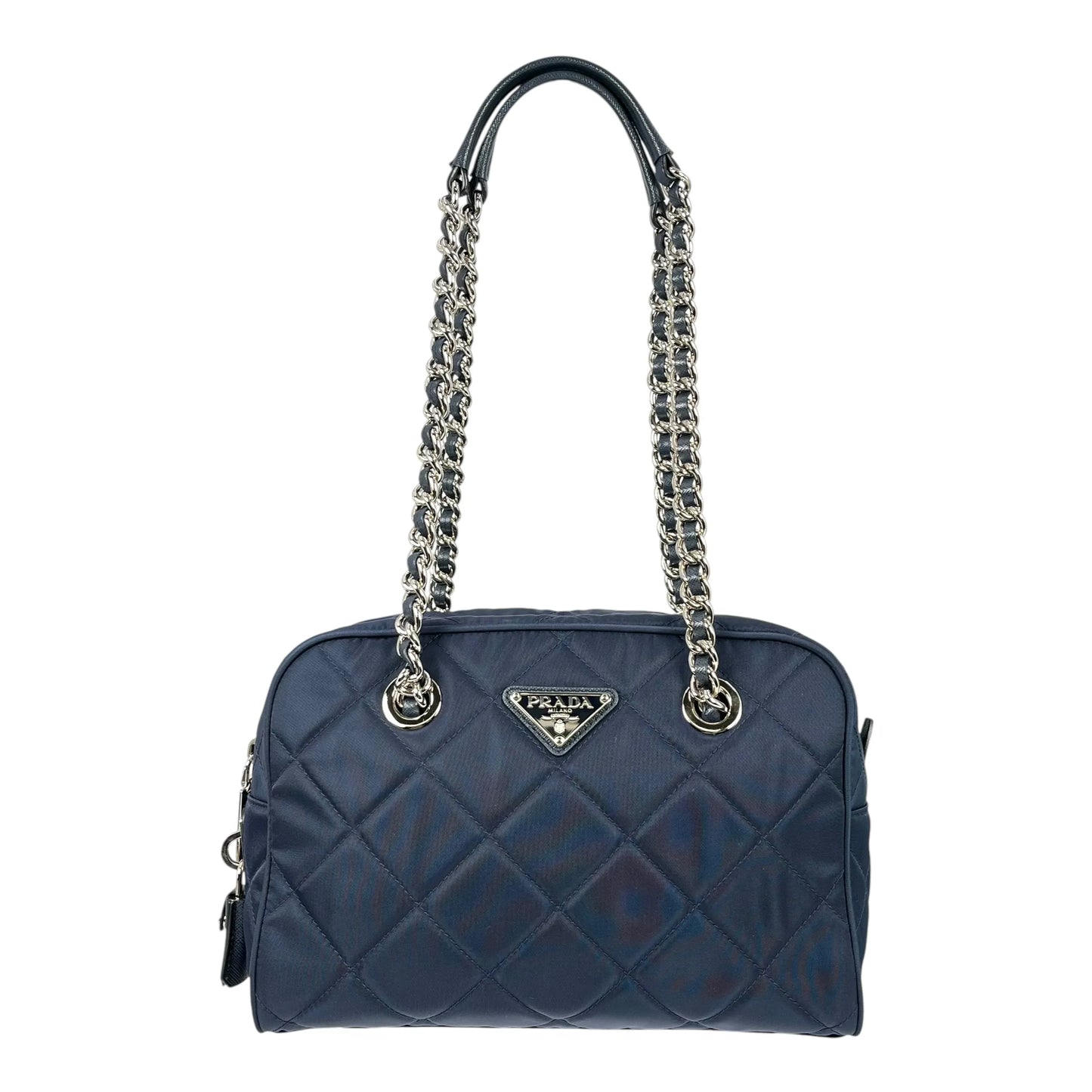 PRADA Nylon Quilting Chain Shoulder Bag - Navy