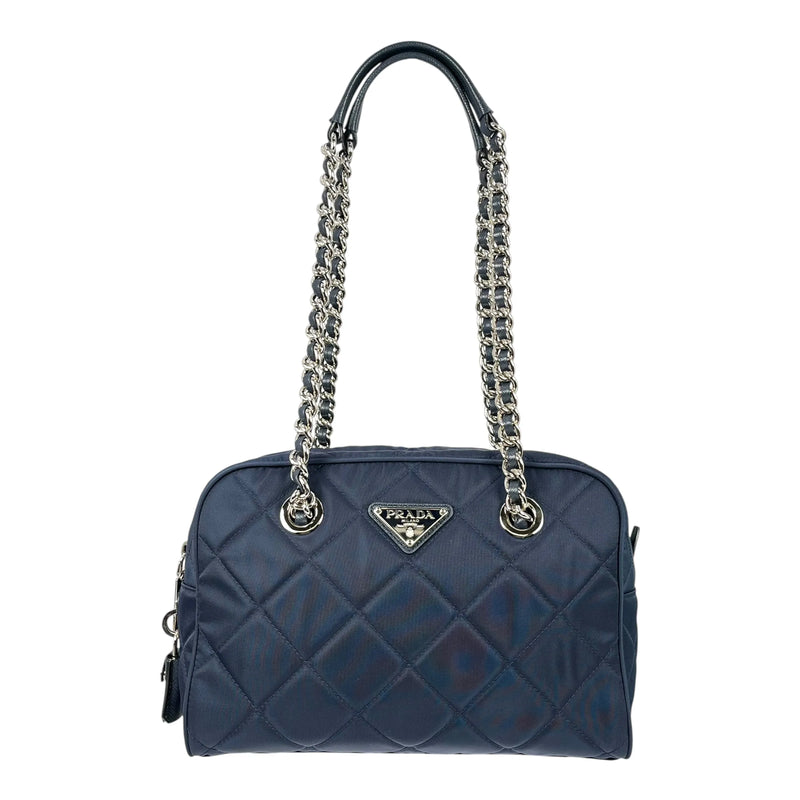 PRADA Nylon Quilting Chain Shoulder Bag - Navy