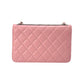 CHANEL Lambskin Chain Wallet - Baby Pink