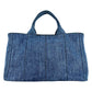 PRADA Canapa Denim Tote Bag Hand Bag - Blue