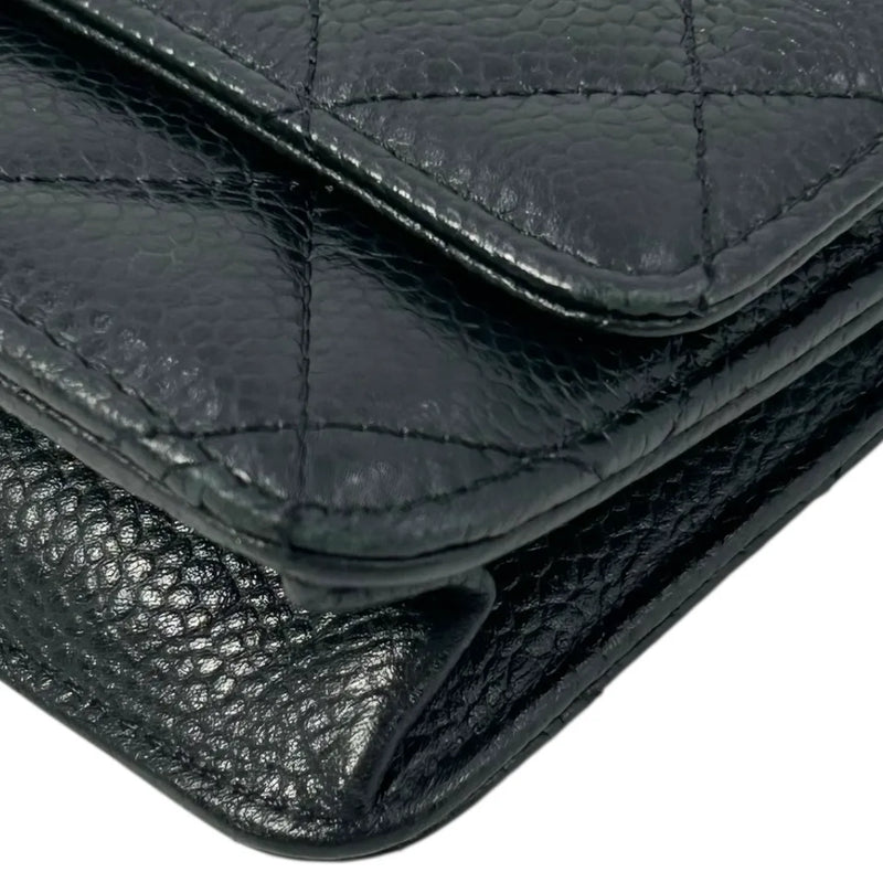 CHANEL Materasse Caviarskin Chain Wallet - Black - 34883