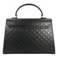 GUCCI Guccissima Padlock Top Handle Leather Hand Bag - Black