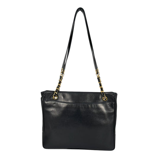 CHANEL CC Logo Lambskin Chain Shoulder Bag - Black