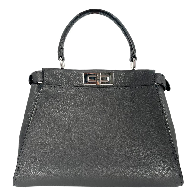 FENDI Peekaboo Leather Hand Bag Shoulder Bag - Gray