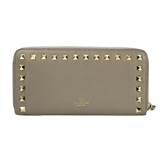 Valentino Rockstud Round Fastener Long Wallet - Gray