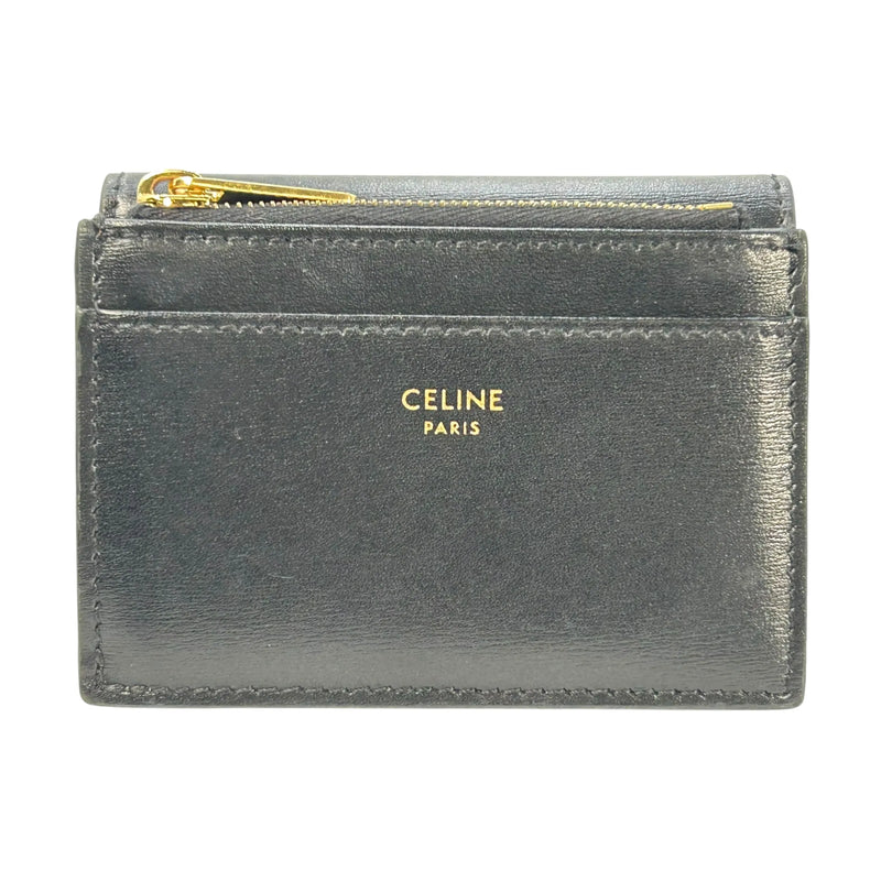 CELINE Compact Wallet With Coin Triomphe In Shiny Calfskin - Black