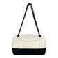 CHANEL Double Flap Bag Calf Chain Shoulder Bag - Black / White